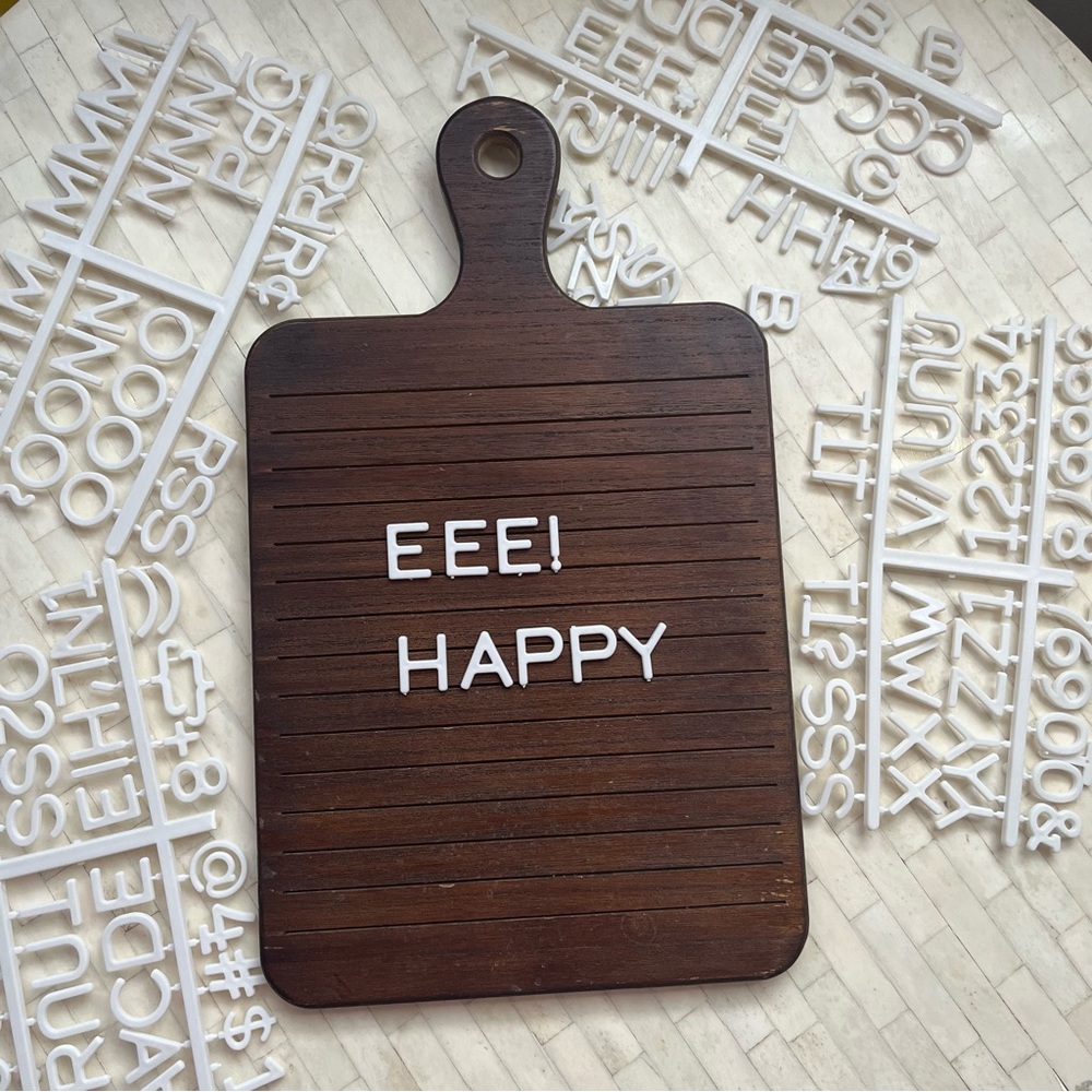 Rustic Wooden Message Board with White Letters